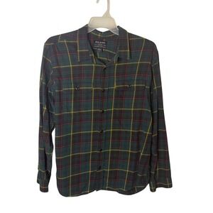 Filson Scout Flannel Shirt Men's XL Green Spruce Gold Plaid Button Up Outdoor